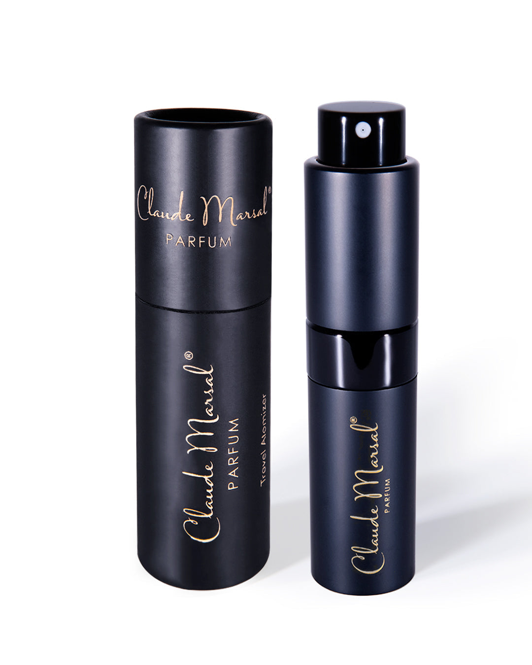 Black & Gold Travel Atomizer by Claude Marsal CLAUDE MARSAL