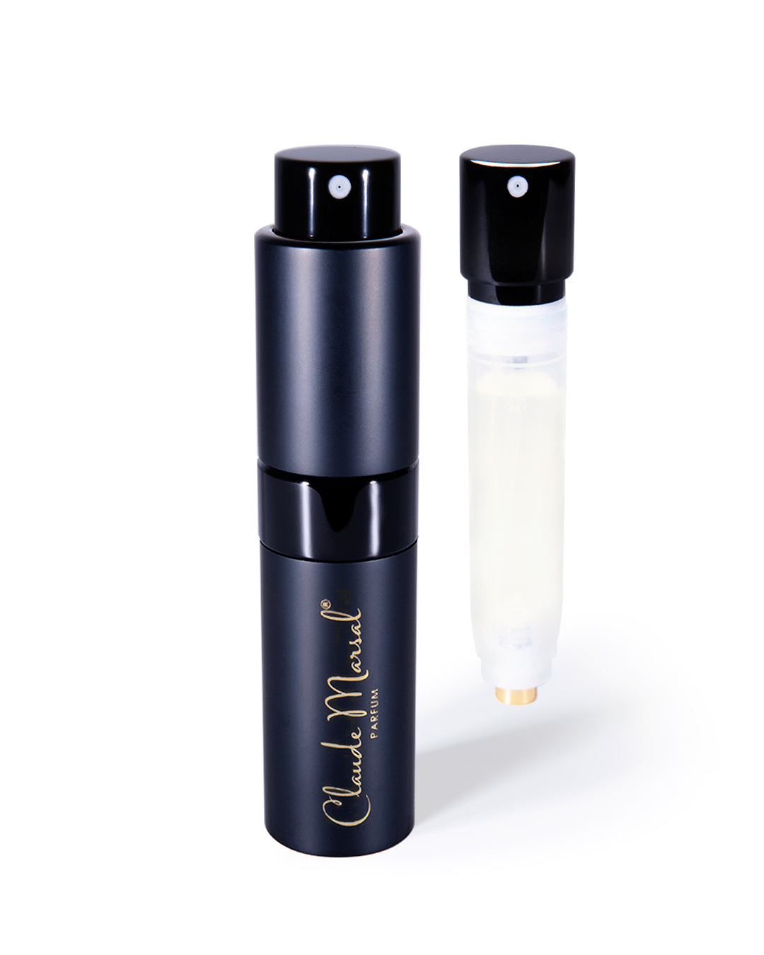 Black & Gold Travel Atomizer by Claude Marsal CLAUDE MARSAL