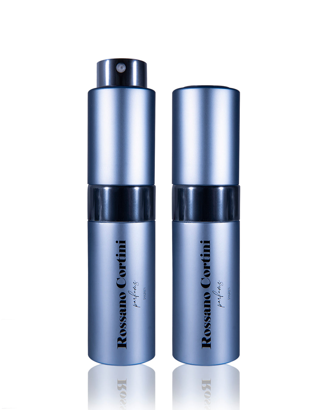 Metallic Silver Travel Atomizer by Rossano Cortini ROSSANO CORTINI