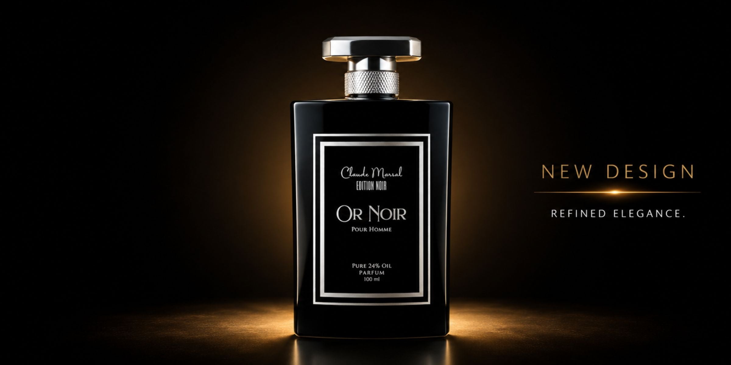 Claude Marsal Or Noir Edition Noir men's perfume bottle with New Design Refined Elegance text